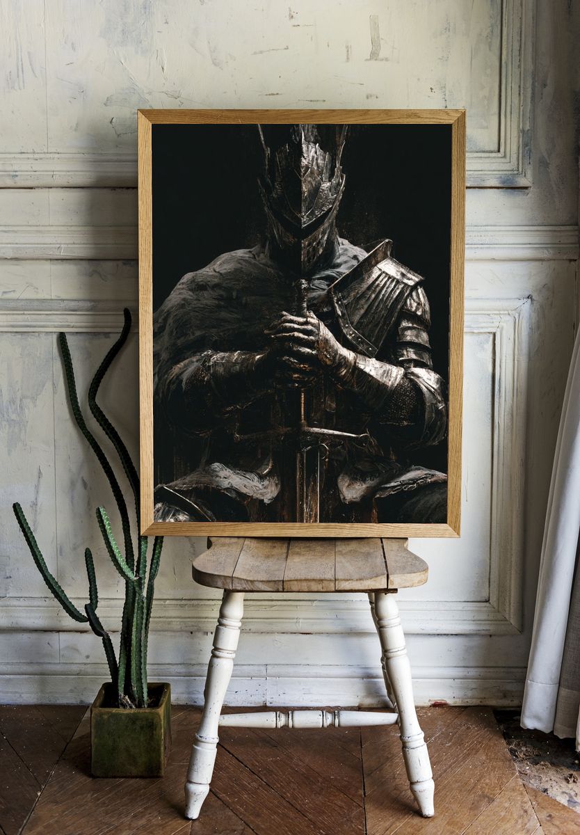 Dark Armored Knight Print. — room view 1