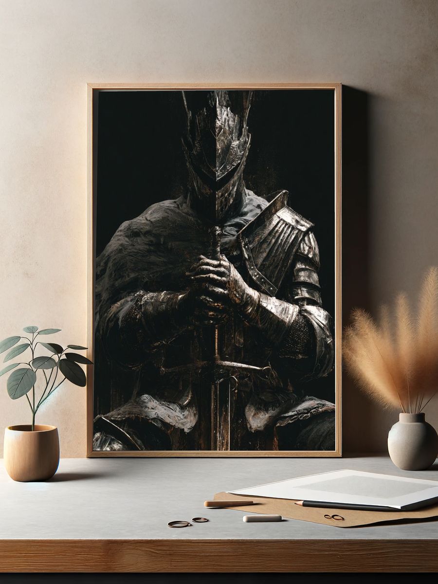 Dark Armored Knight Print. — room view 2