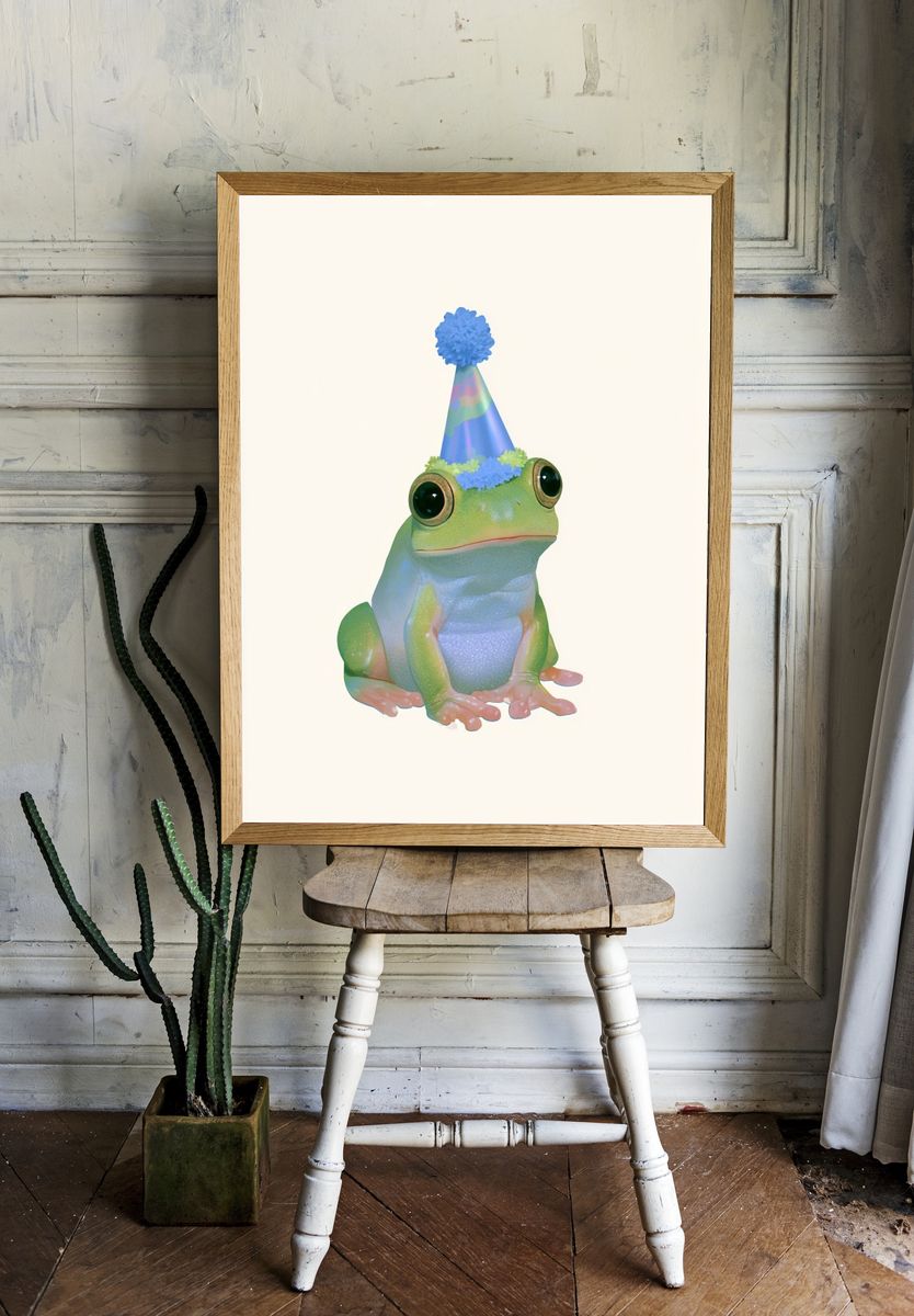 Party Frog Illustration Poster. — room view 1