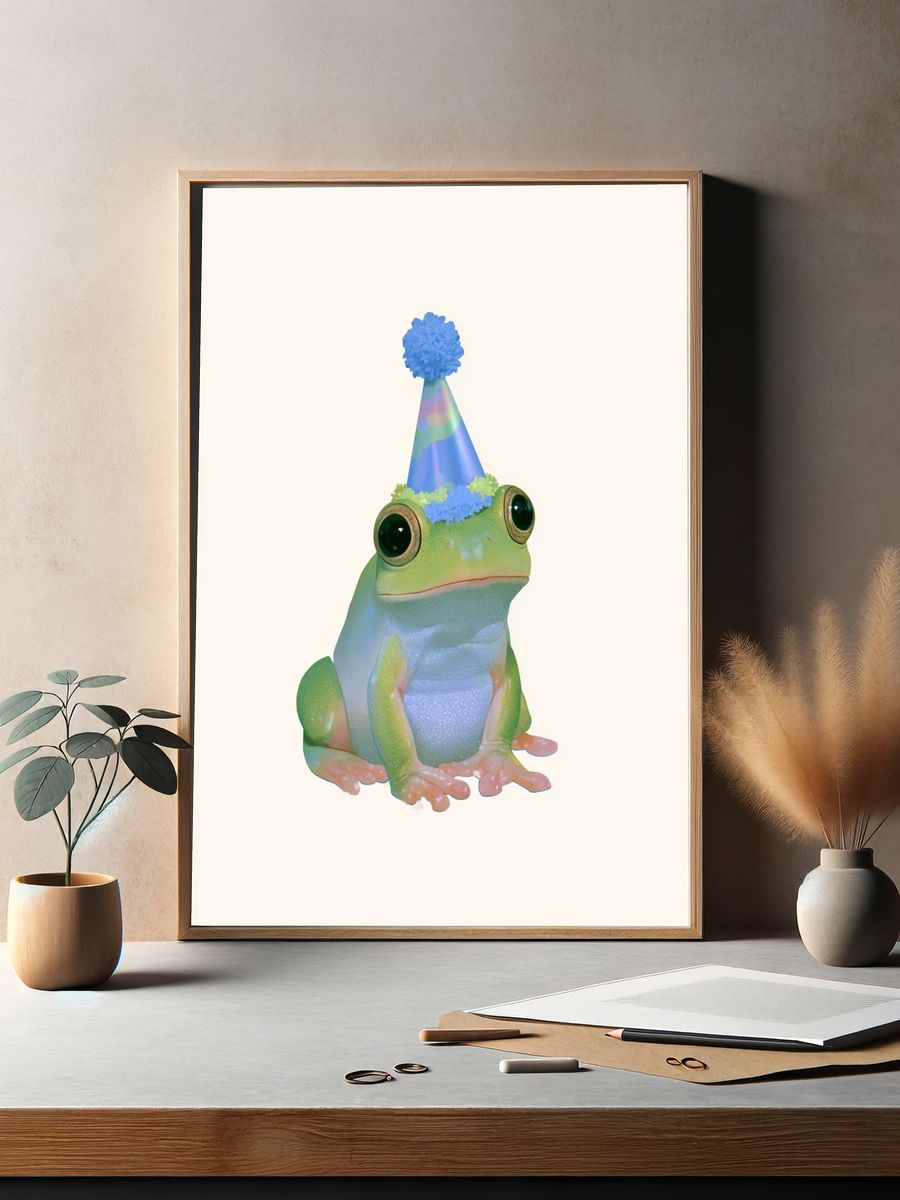 Party Frog Illustration Poster. — room view 2