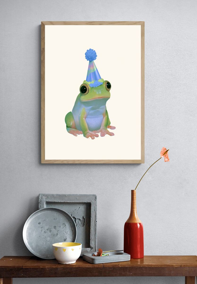 Party Frog Illustration Poster. — room view 3