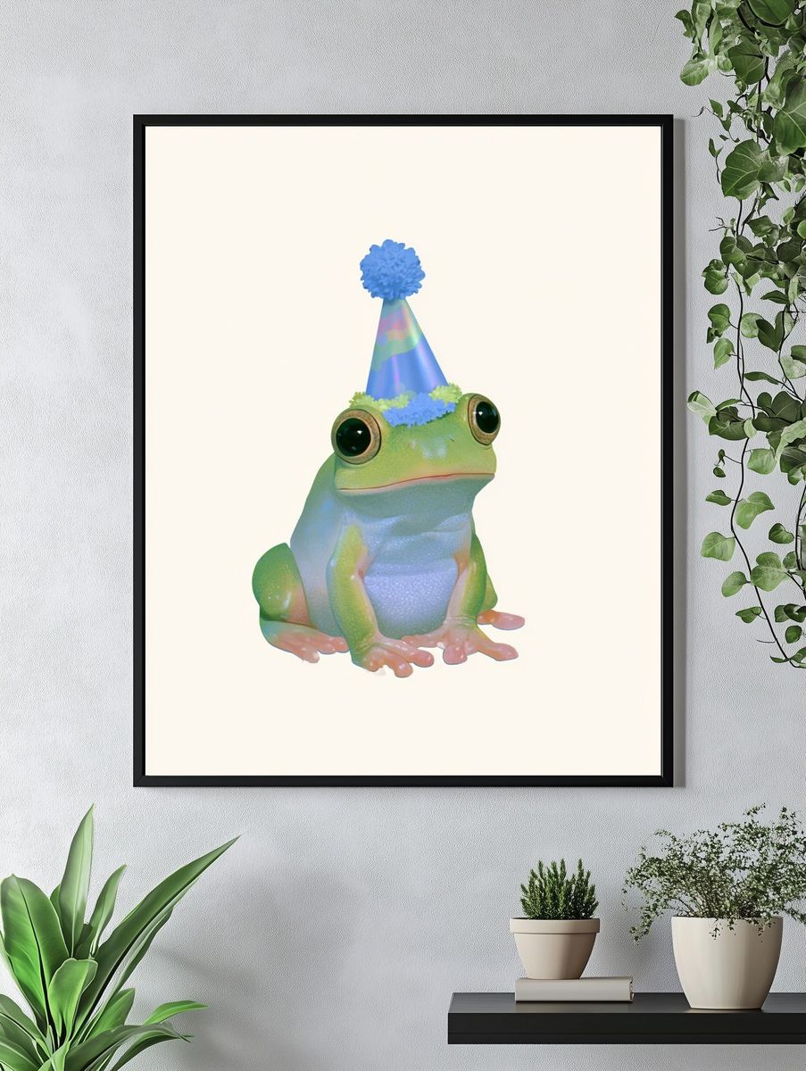 Party Frog Illustration Poster. — room view 4