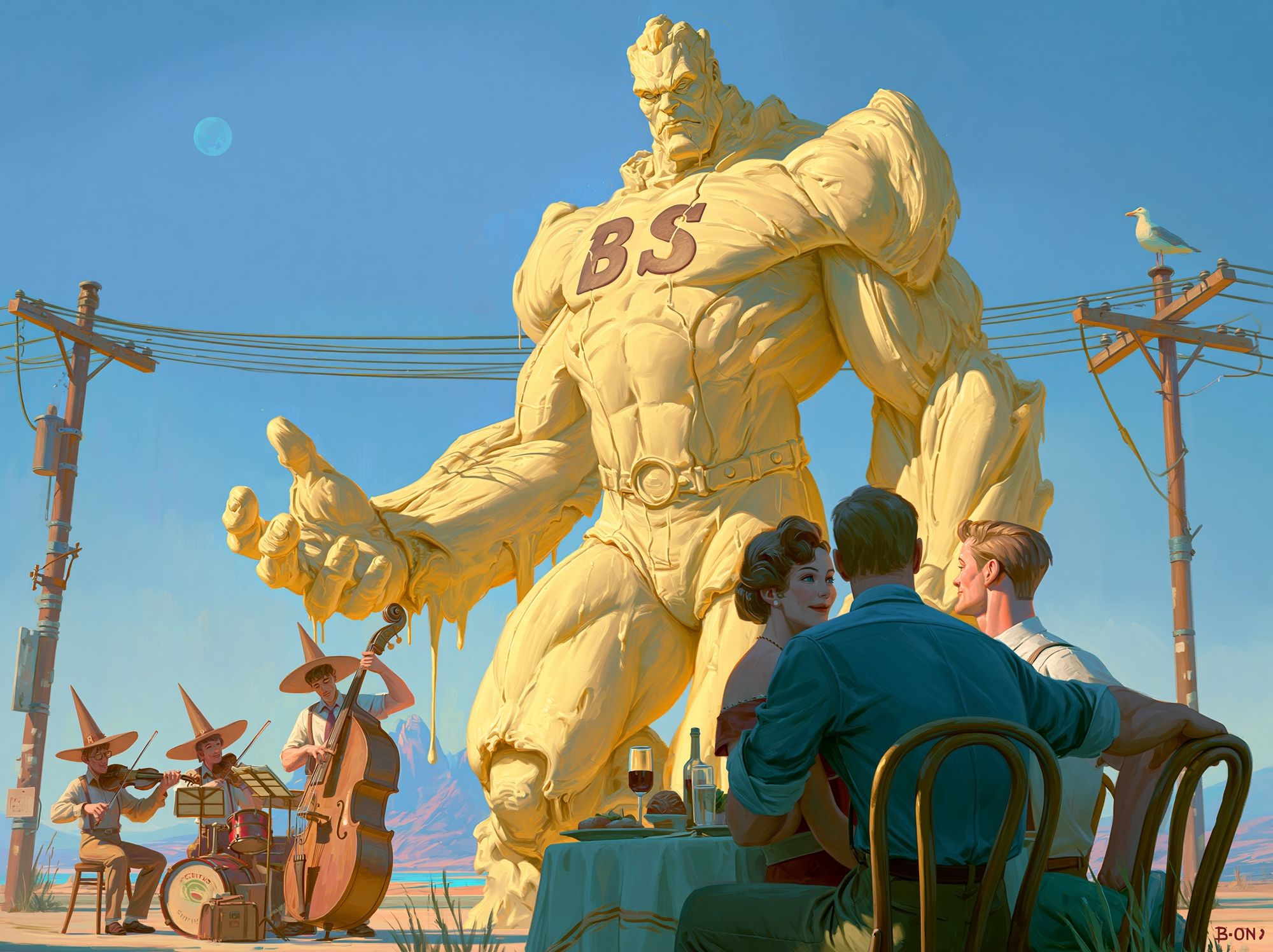 Surreal Giant Beachside Poster. poster — illustration art