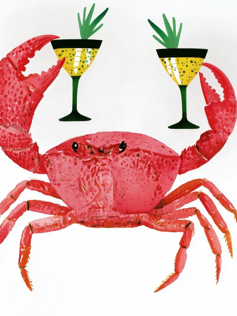 Party Crab Illustration Poster. poster — illustration art