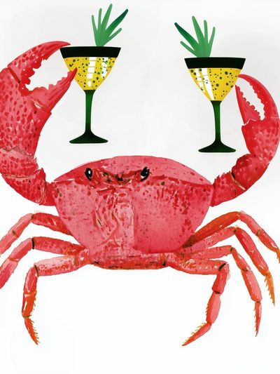 Party Crab Illustration Poster. poster print