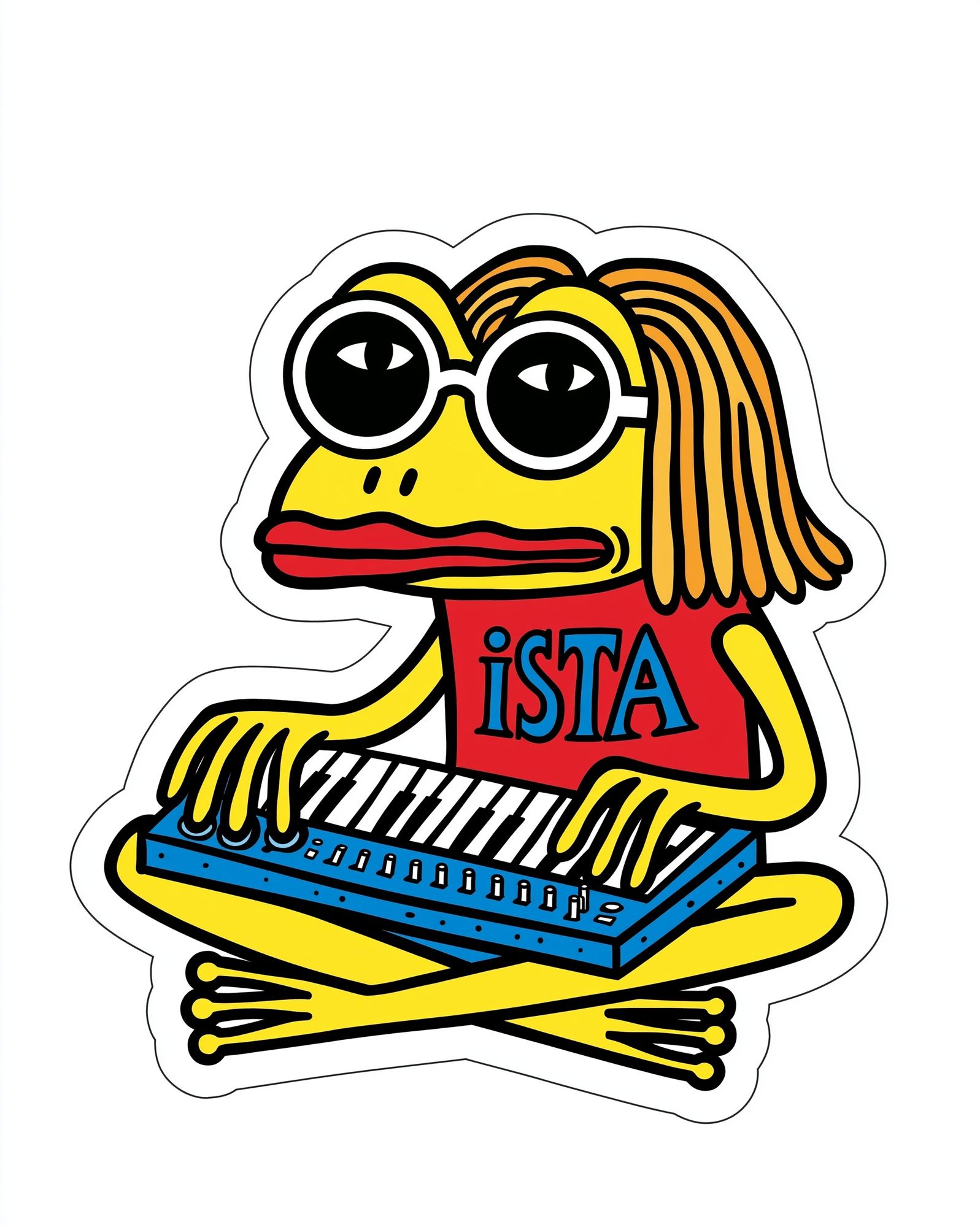Psychedelic Frog Keyboard Illustration Poster. poster detail