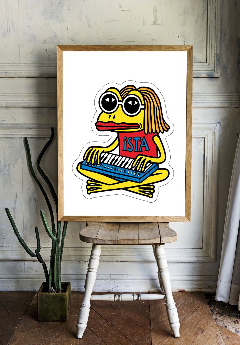 Psychedelic Frog Keyboard Illustration Poster. — room view 1
