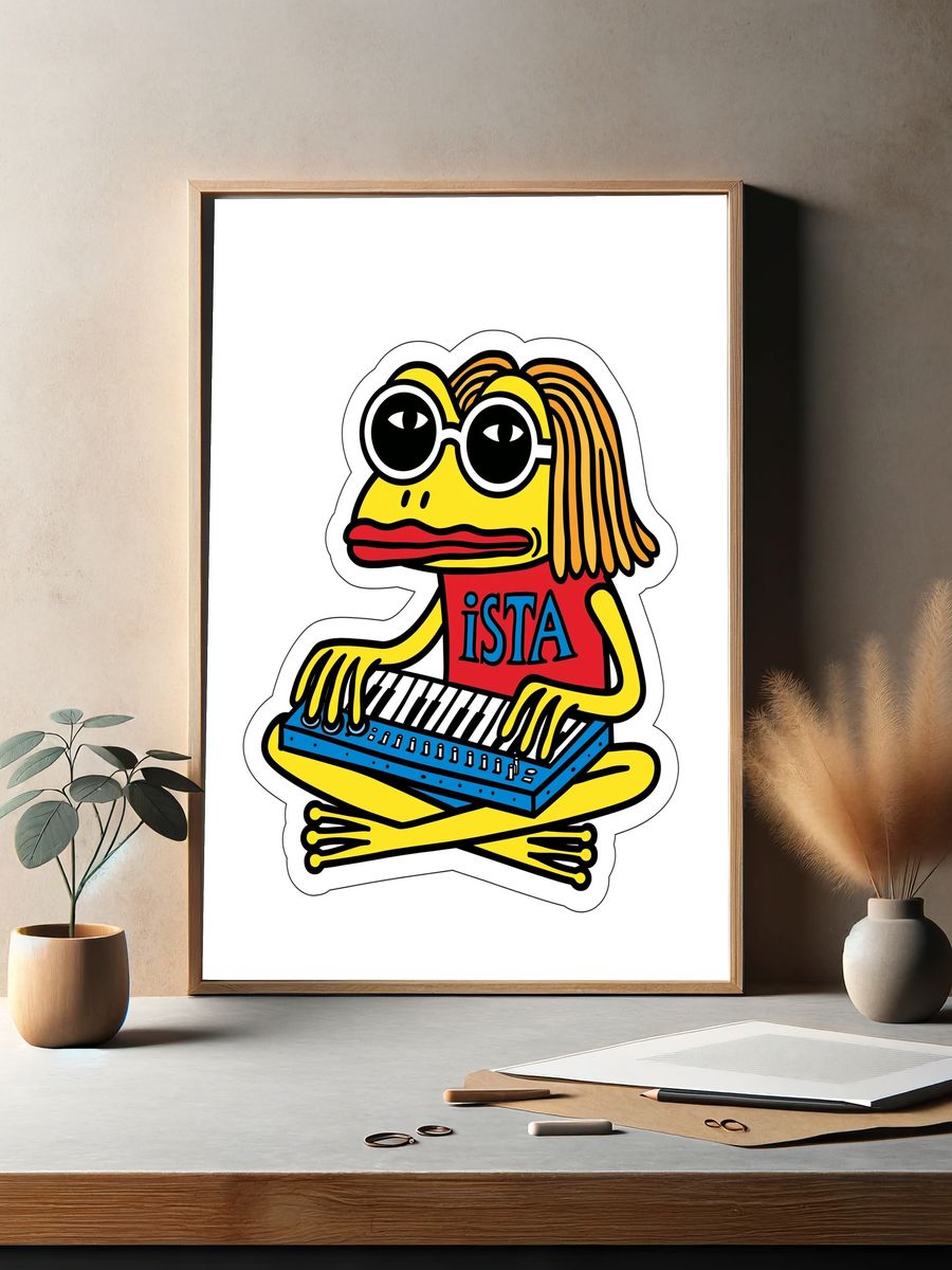 Psychedelic Frog Keyboard Illustration Poster. — room view 2