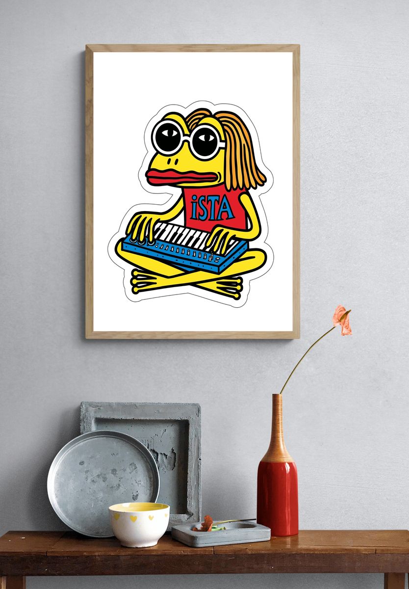 Psychedelic Frog Keyboard Illustration Poster. — room view 3