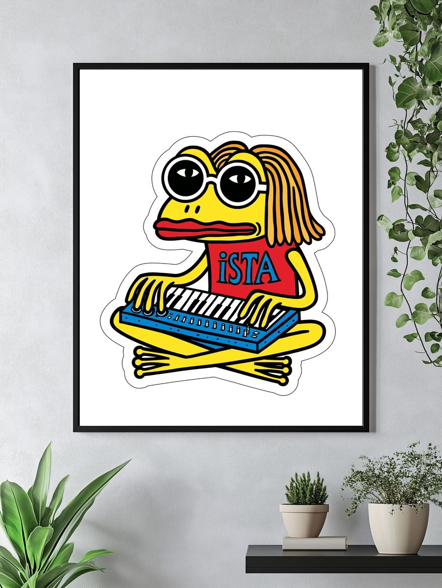 Psychedelic Frog Keyboard Illustration Poster. — room view 4