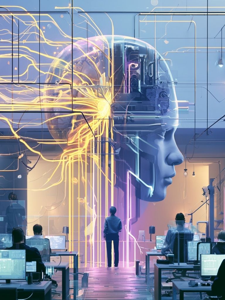 AI Brain Lab Digital Art Poster. poster — illustration art