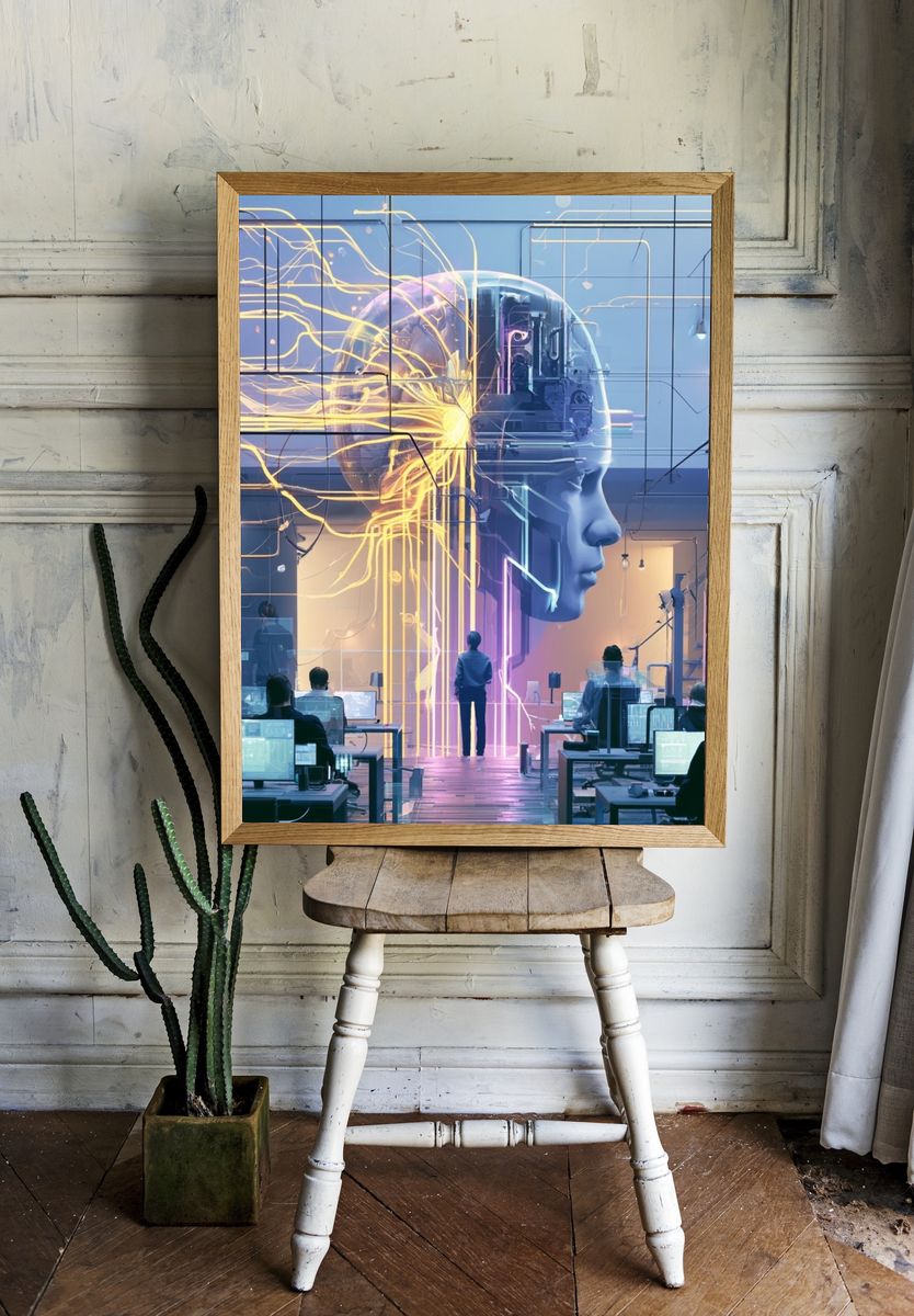AI Brain Lab Digital Art Poster. room preview