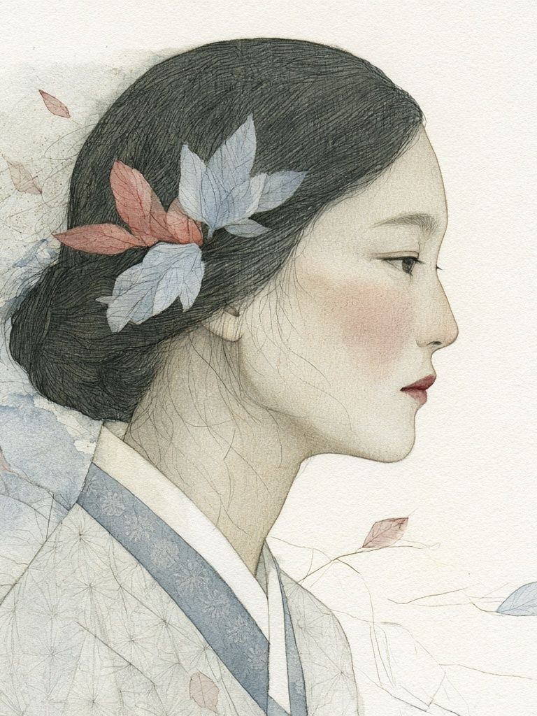 Elegant Geisha Portrait Print. poster — illustration art