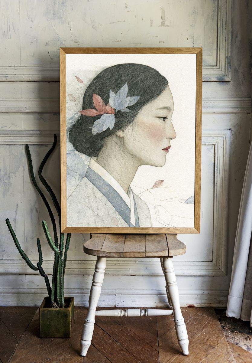 Elegant Geisha Portrait Print. — room view 1