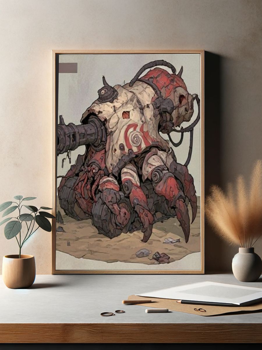 Mechanical Crab Illustration Poster. — room view 2