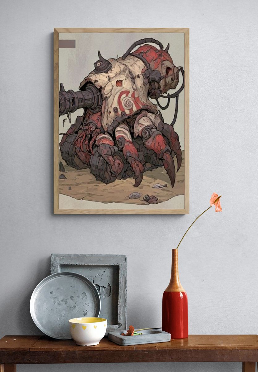 Mechanical Crab Illustration Poster. — room view 3