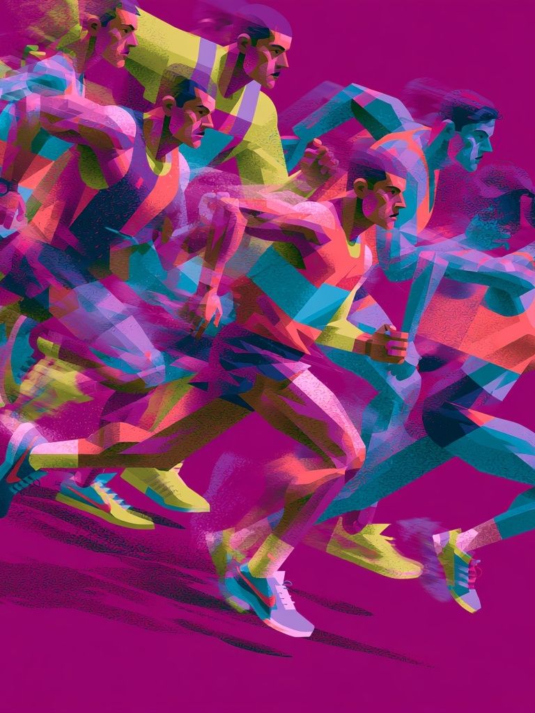 Neon Runners Illustration Poster. poster — illustration art