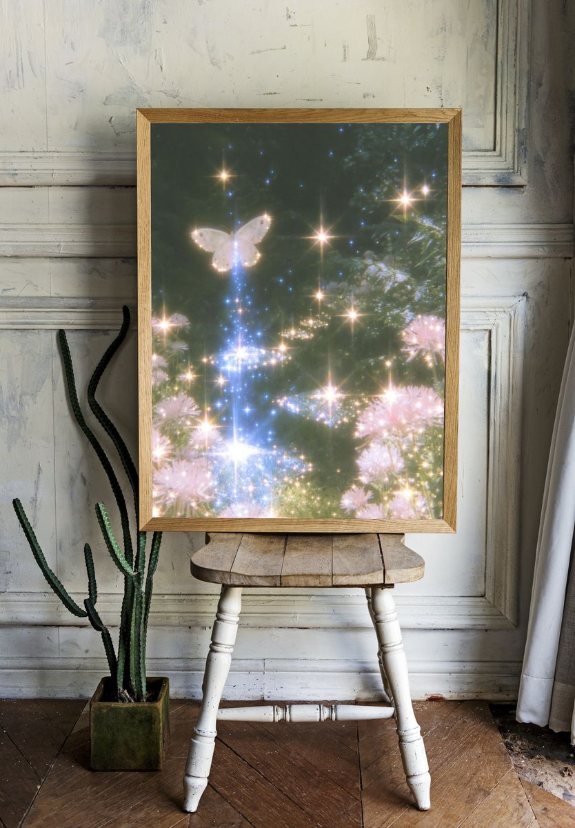 Dreamy Butterfly Garden Print. — room view 1