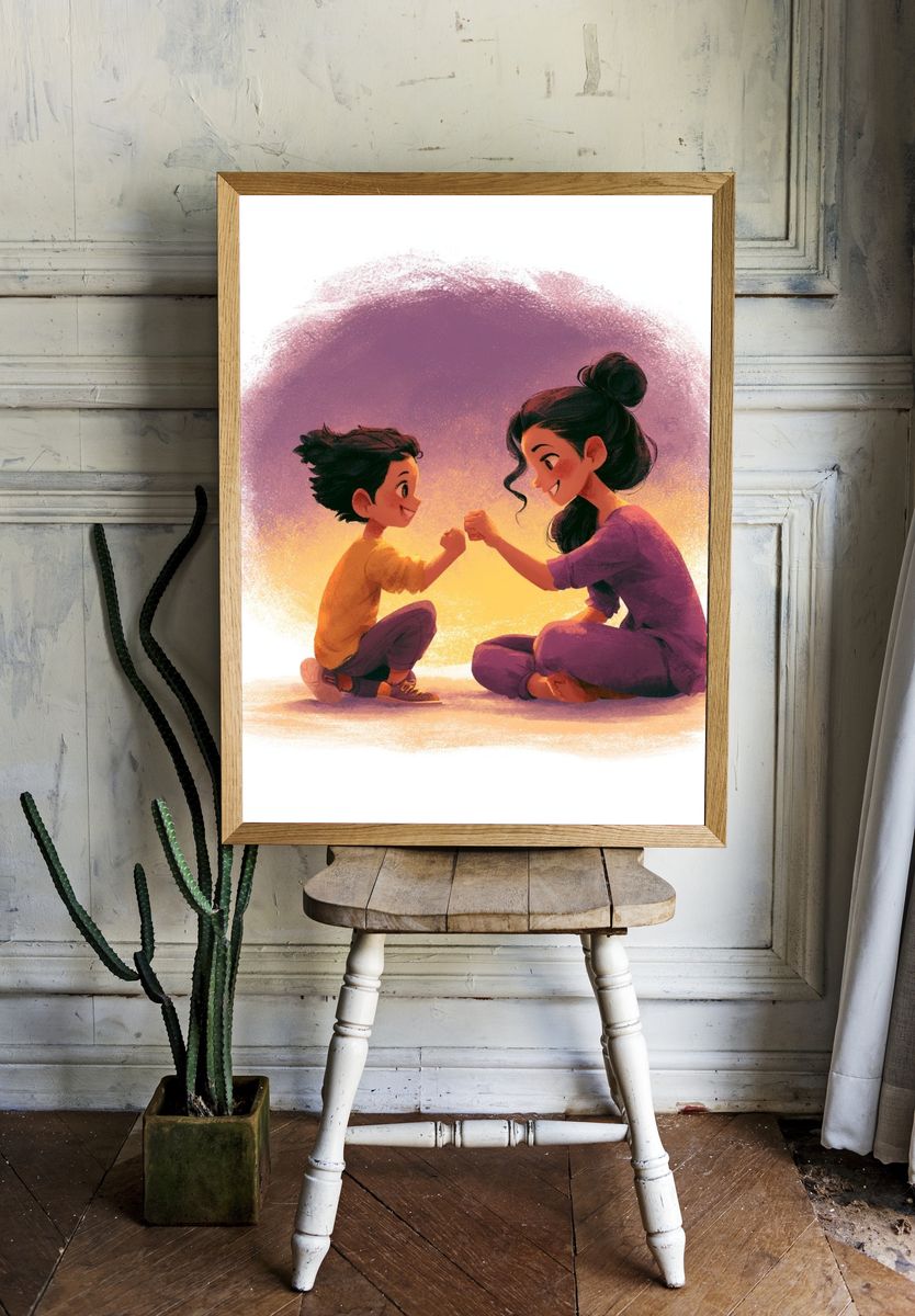 Playful Friendship Illustration Poster. room preview