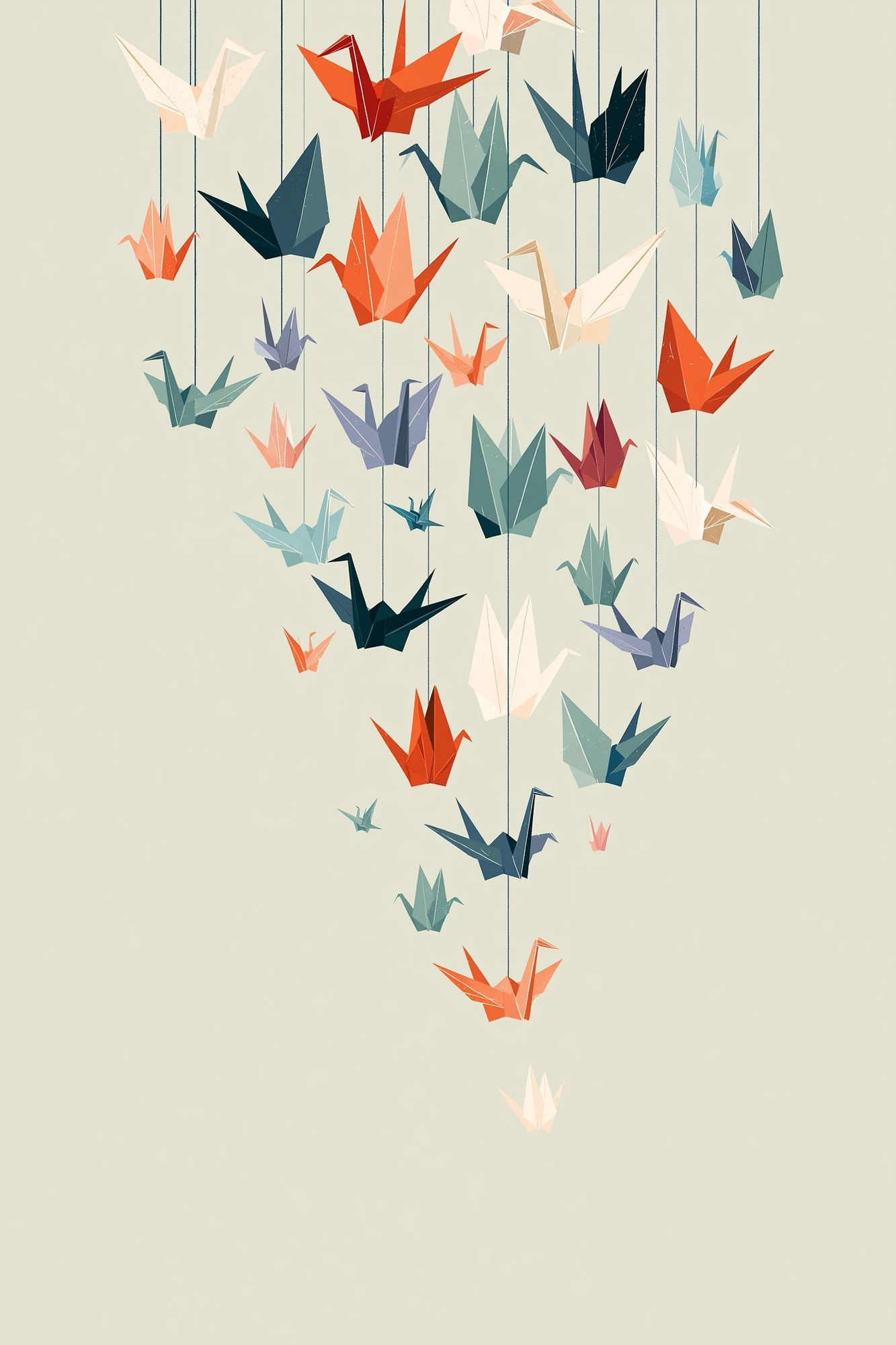 Origami Cranes Minimalist Poster. poster detail