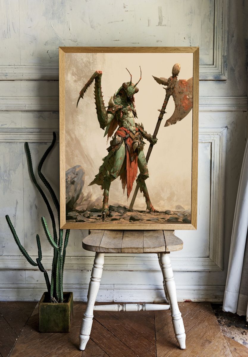 Mantis Warrior Digital Art Print. — room view 1