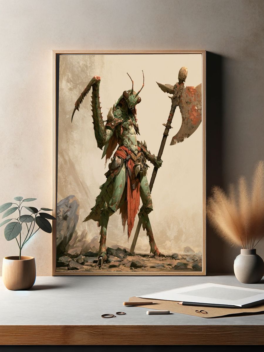 Mantis Warrior Digital Art Print. — room view 2