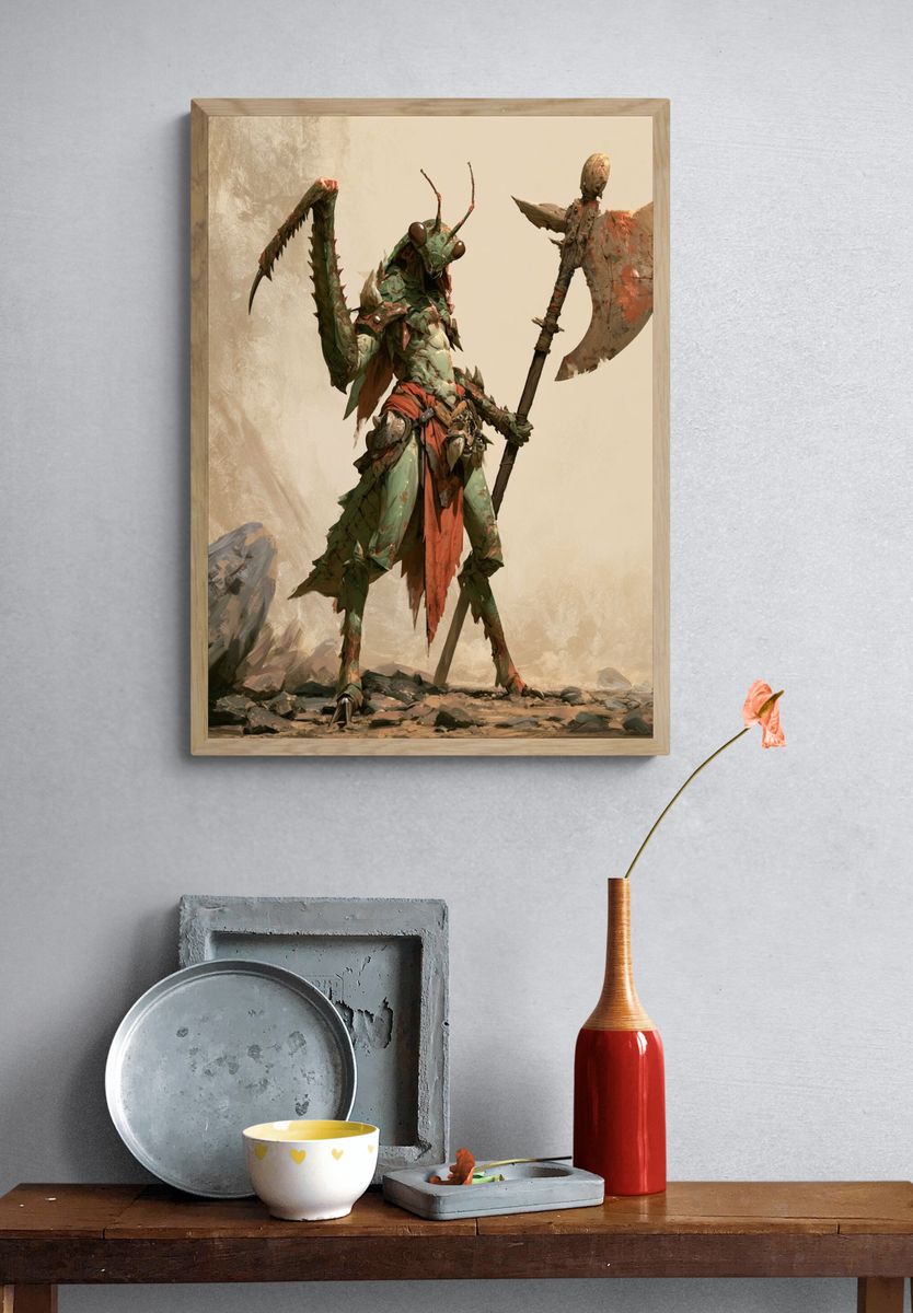 Mantis Warrior Digital Art Print. — room view 3