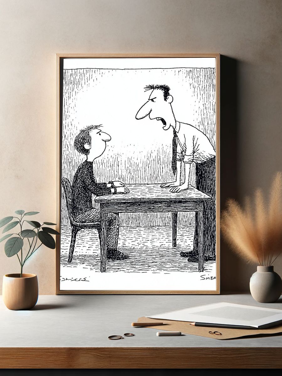 Office Argument Cartoon Print. — room view 2