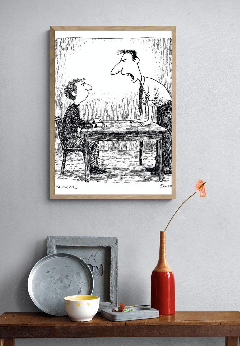 Office Argument Cartoon Print. — room view 3
