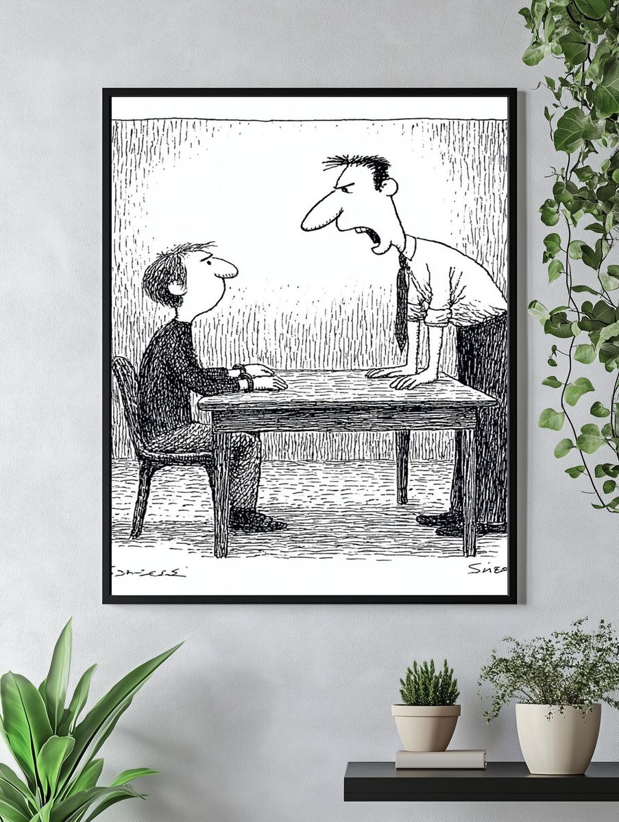 Office Argument Cartoon Print. — room view 4