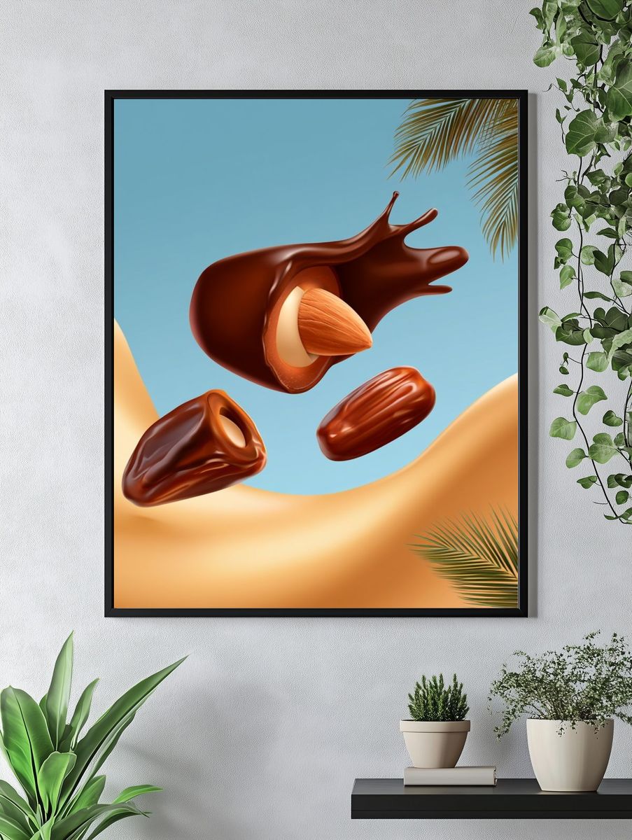 Floating Dates Tropical Illustration Poster. — room view 4