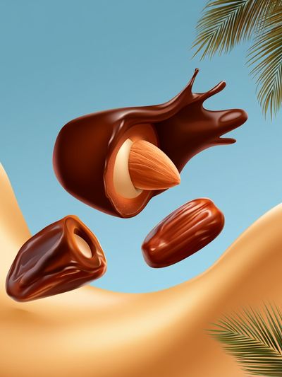 Floating Dates Tropical Illustration Poster. poster