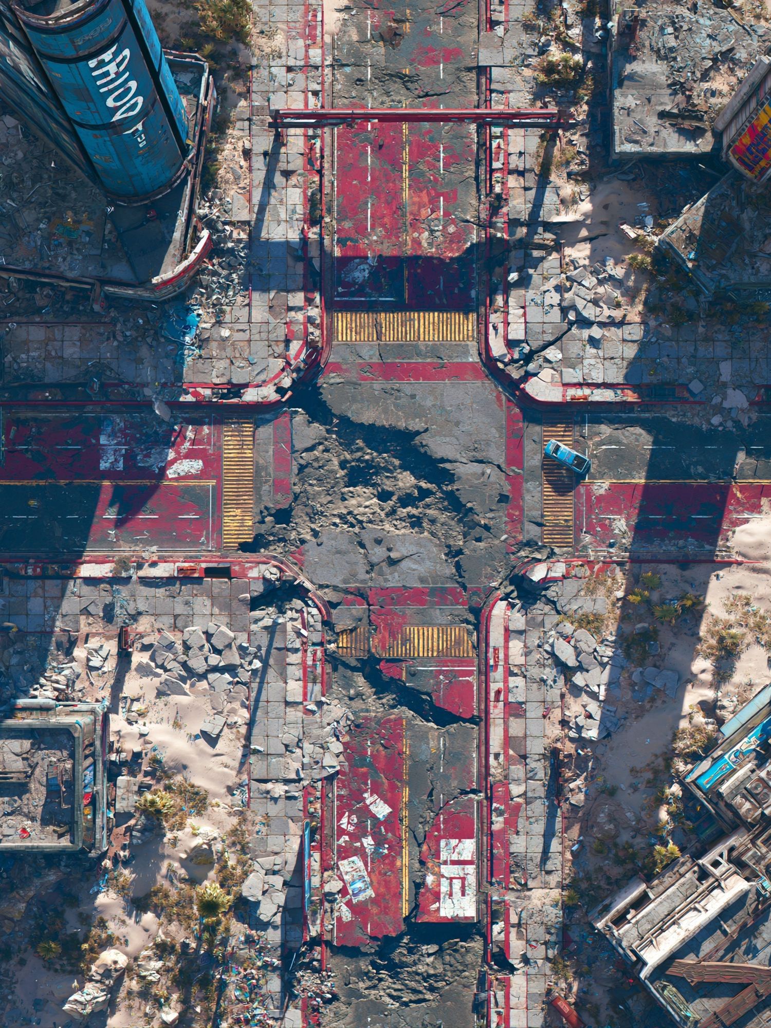 Ruined Futuristic Cityscape Illustration Poster. poster detail