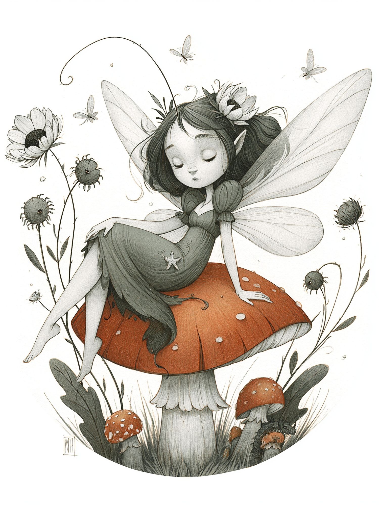 Mushroom Fairy Illustration Poster. poster detail
