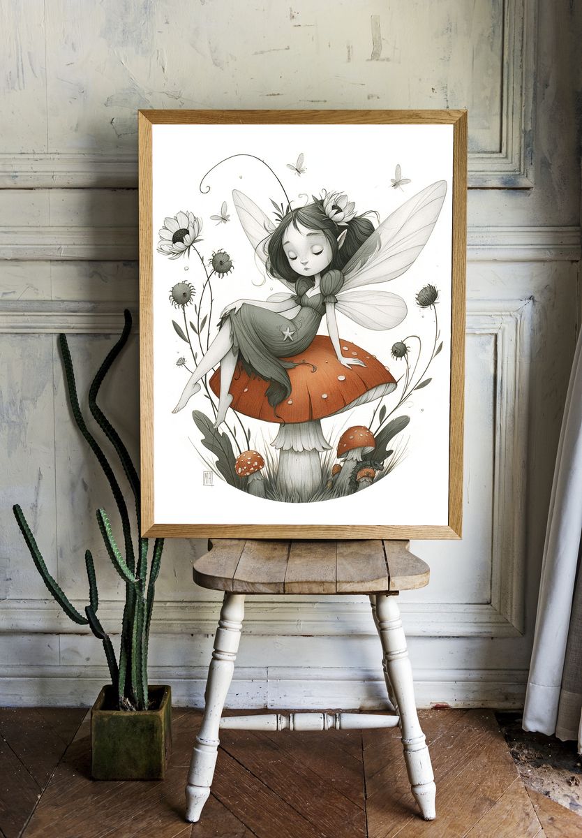 Mushroom Fairy Illustration Poster. room preview