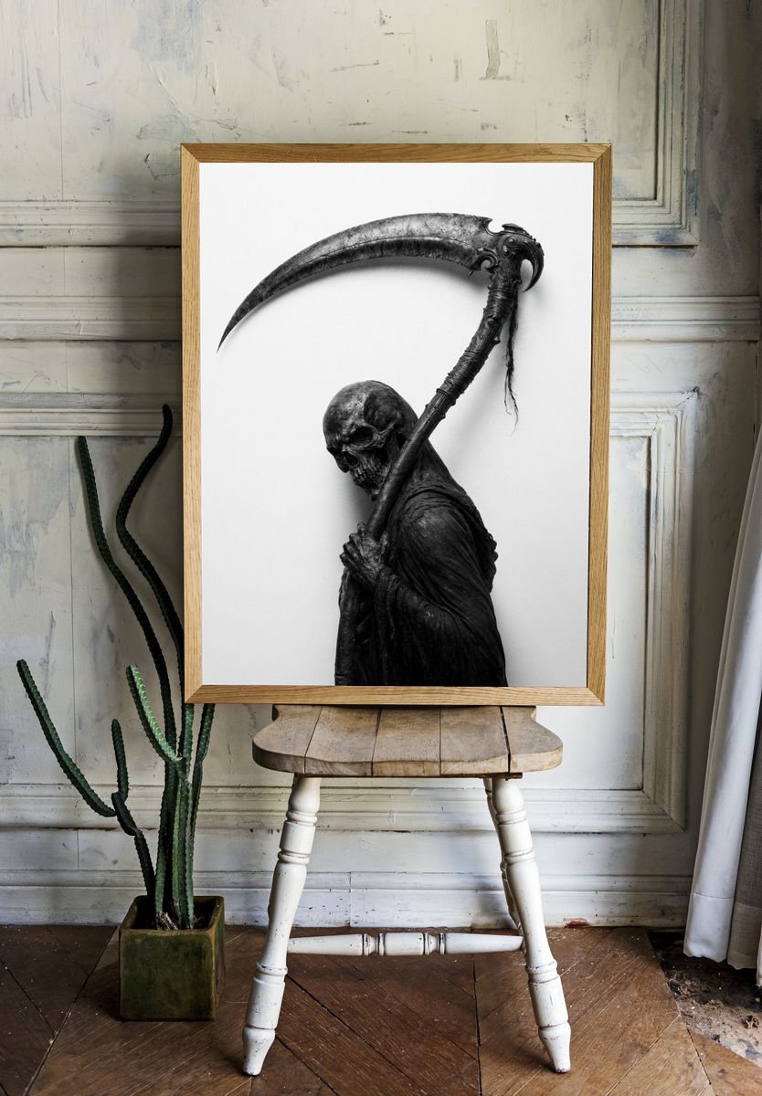 Grim Reaper Skull Portrait Poster. — room view 1
