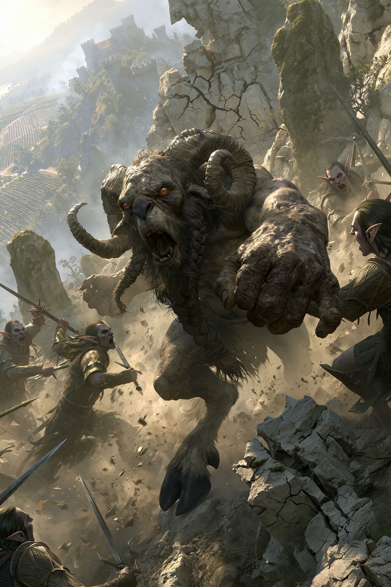 Minotaur Battle Fantasy Illustration Poster. poster — illustration art