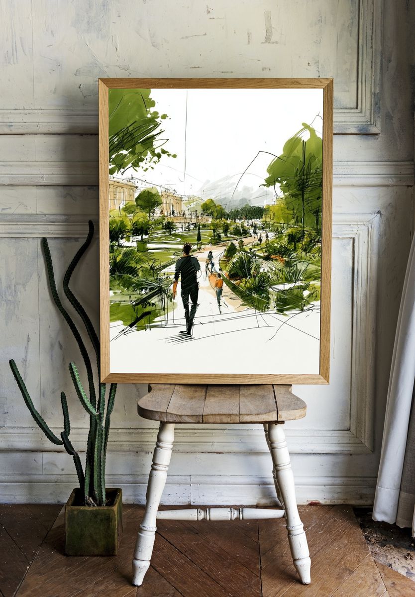 Garden Walk Sketch Illustration Poster. room preview