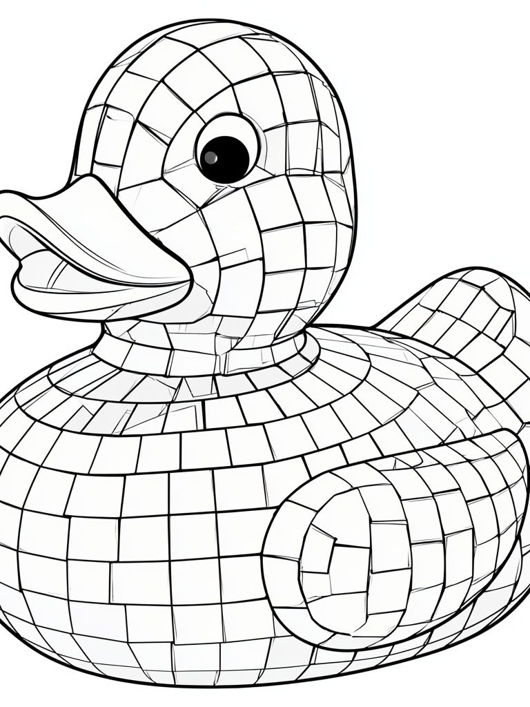 Mosaic Duck Line Art Poster. poster — illustration art