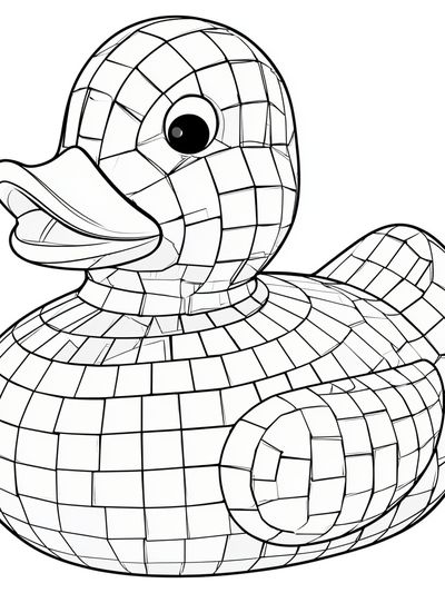 Mosaic Duck Line Art Poster. poster
