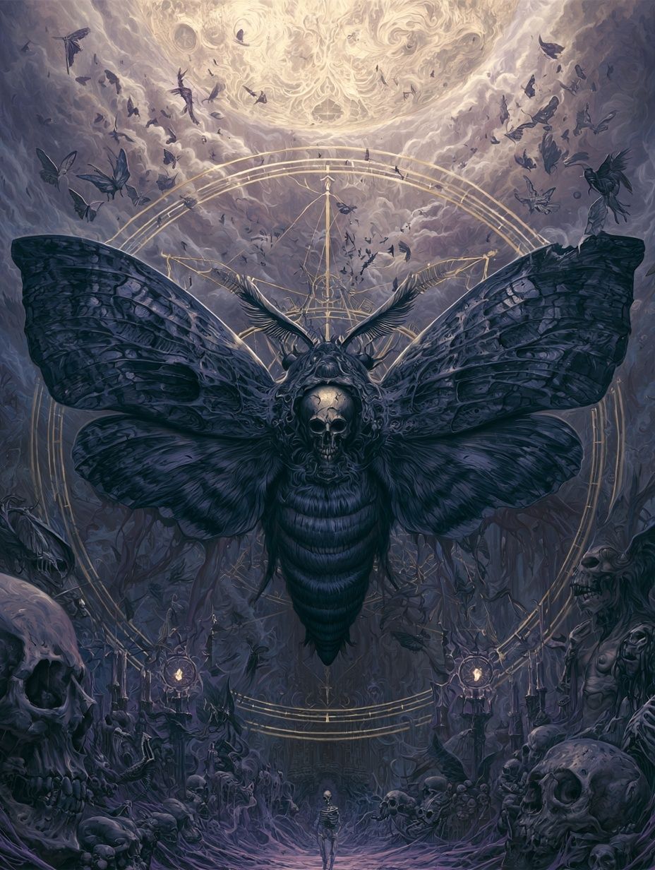 Skull Moth Surrealism Poster. poster — illustration art