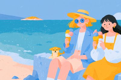 Beach Day Friends Illustration Print. poster print