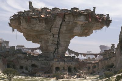 Floating Cliff City Sci-Fi Print.