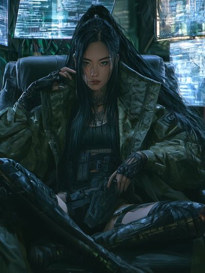 Cyberpunk Warrior Portrait Poster. poster