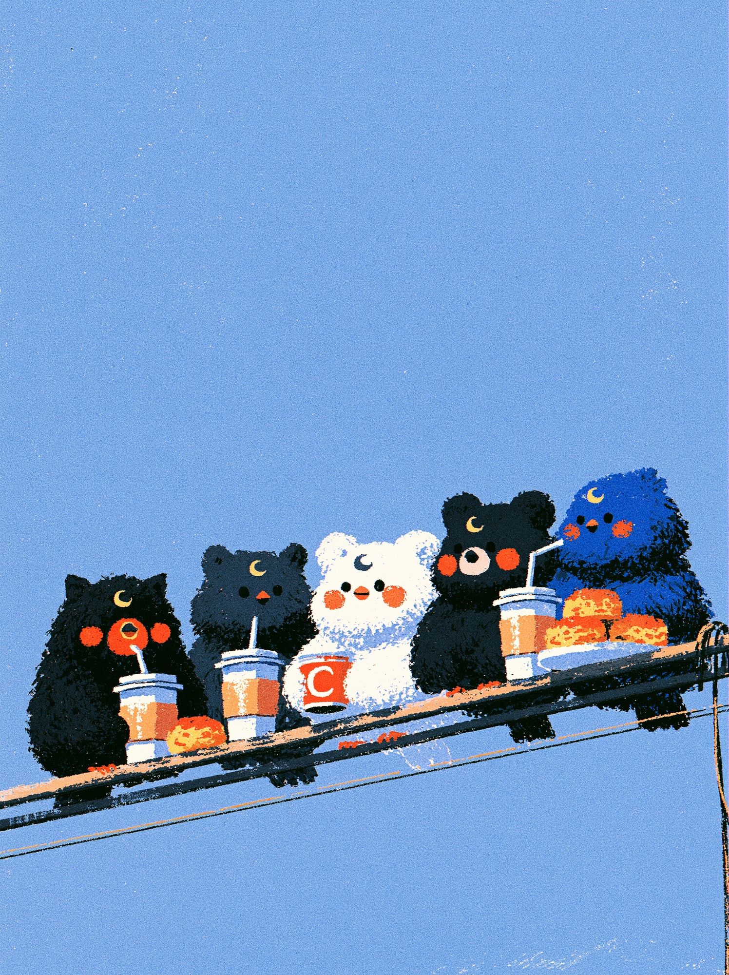 Cute Bear Friends — Illustration Print. poster — illustration art