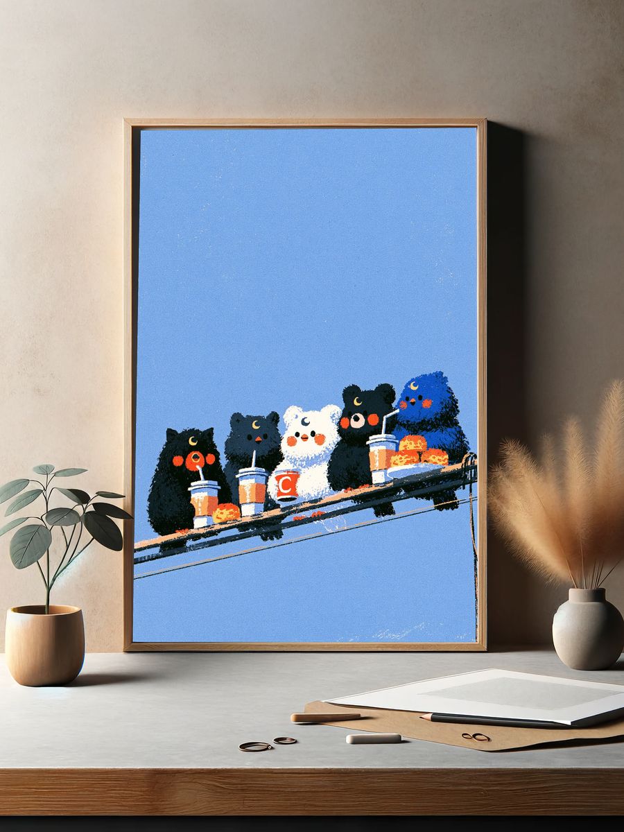 Cute Bear Friends — Illustration Print. — room view 2
