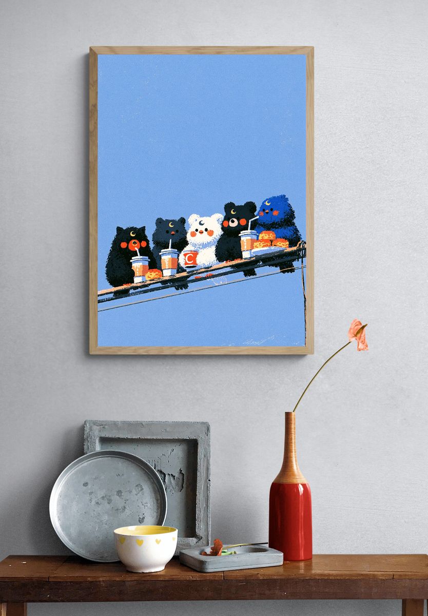 Cute Bear Friends — Illustration Print. — room view 3