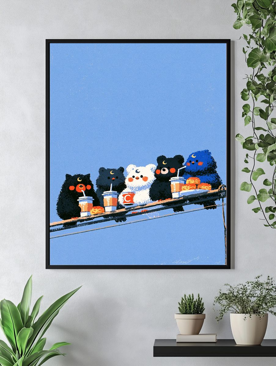 Cute Bear Friends — Illustration Print. — room view 4