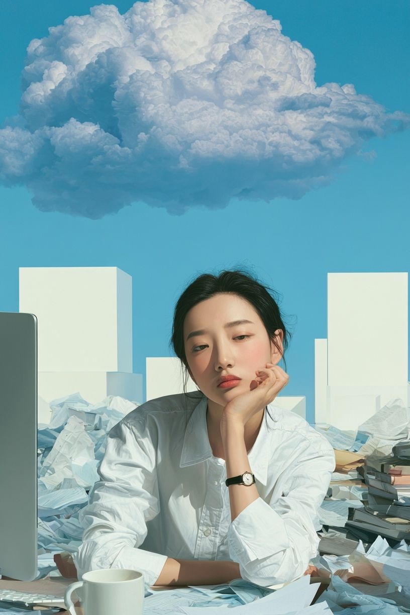 Dreamy Office Cloud Illustration Poster. poster — illustration art