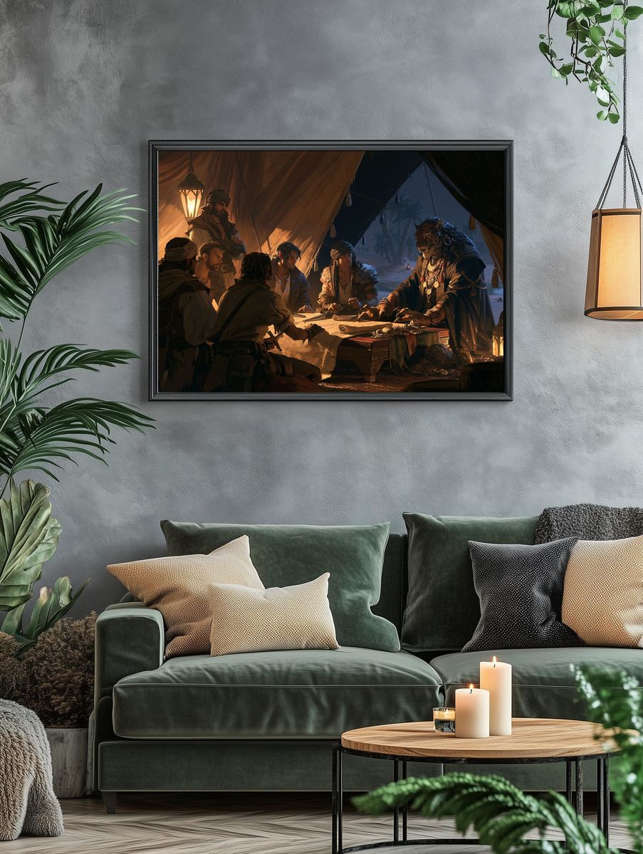 Desert Council Fantasy Illustration Poster. — room view 4